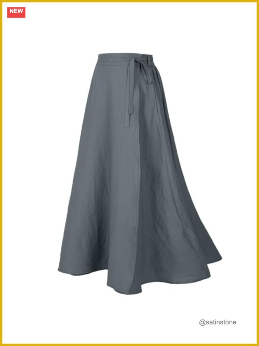 Linen Wrap Maxi Skirt Lace Up A-Line with Pockets Adjustable Waist Tie
